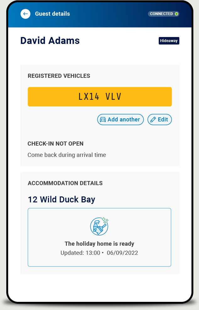 Team App: the iClean status on a booking