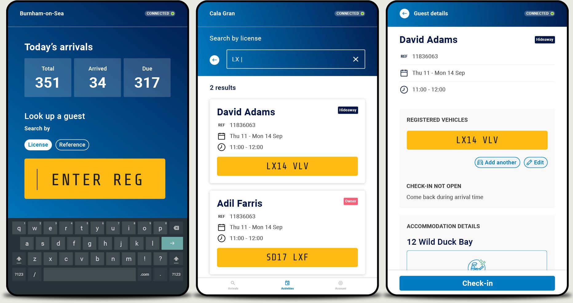 Team App: the arrivals list