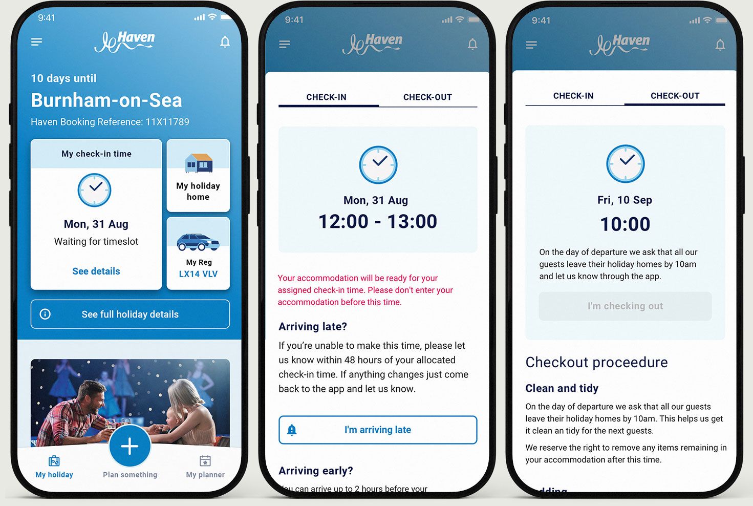 Guest app - My Haven: the arrival time and the option to change it