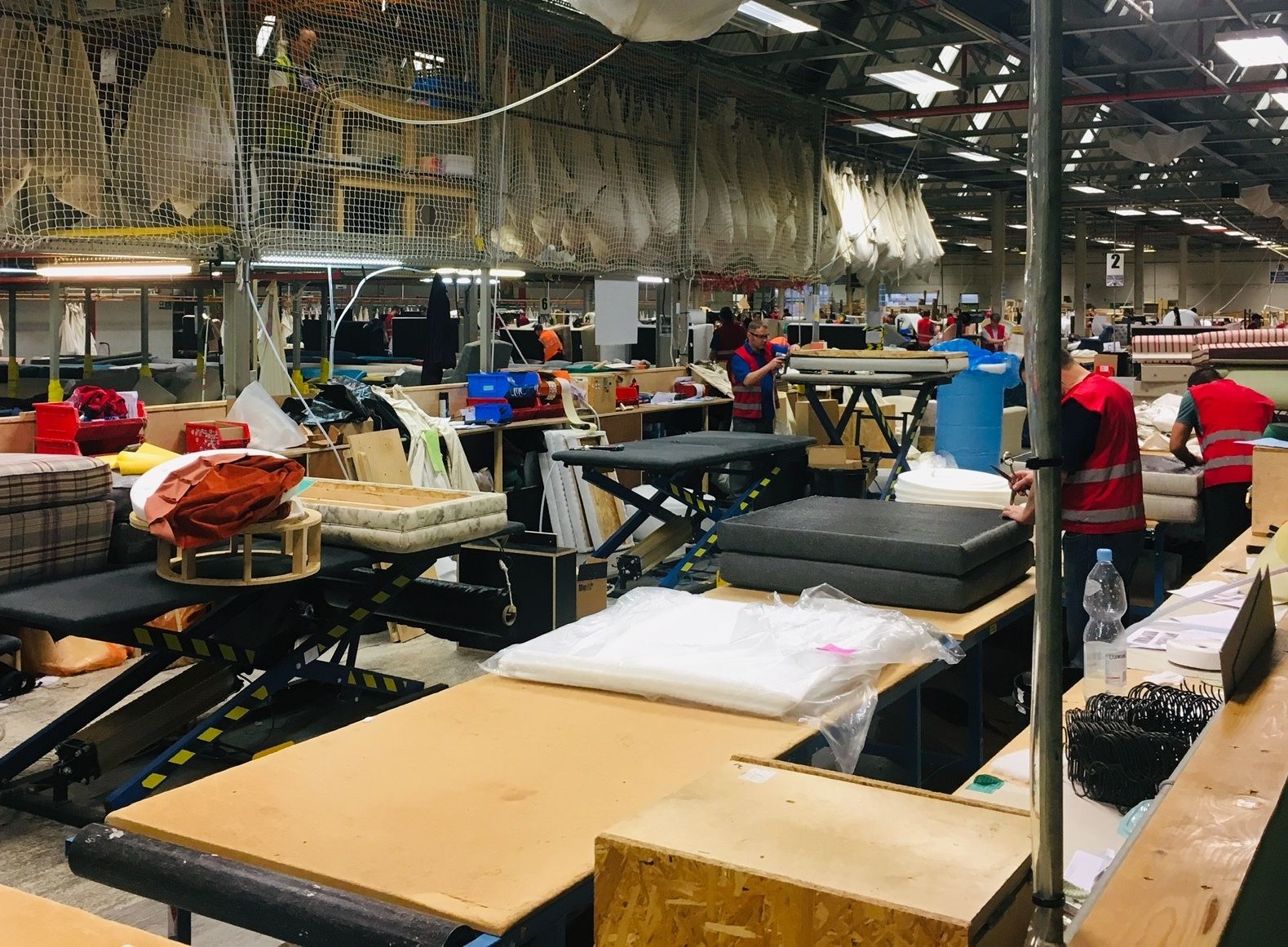 The foam cutting area of the factory floor